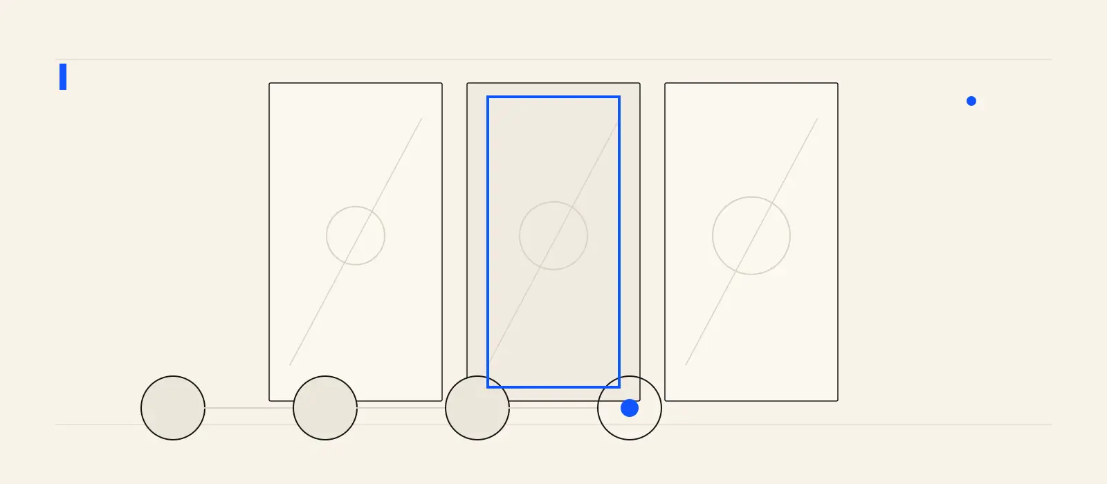 A vertical abstract frame sequence with provenance dots flowing toward a disclosure marker