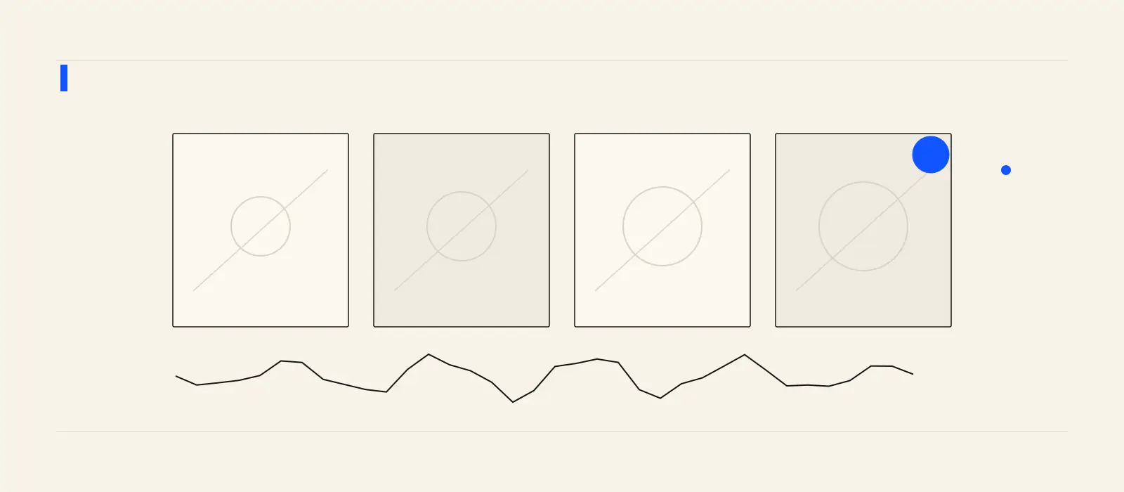 Abstract video frames with a small disclosure marker and a separated music stem